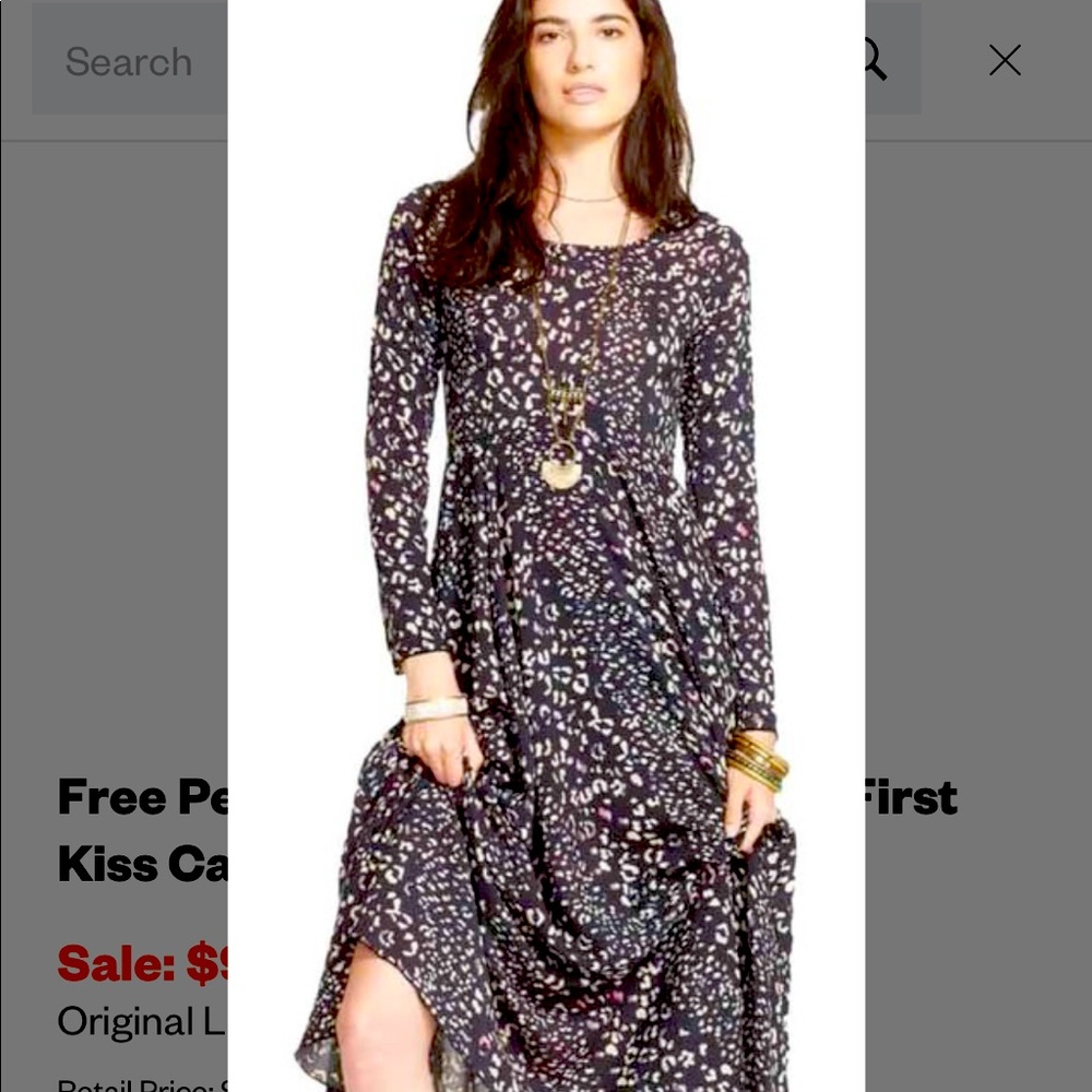 Free People Grey/Cream/Padtel First Kiss Casual Maxi Dress size M